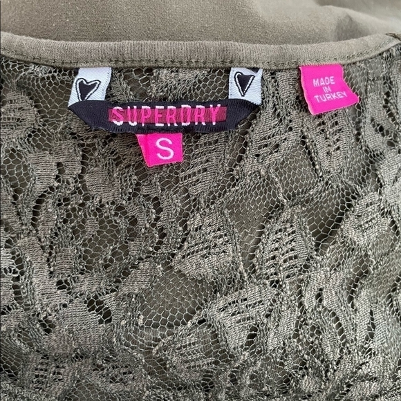 Women’s Dress SUPERDRY Green Lace Trim Dress Sleeveless Bodycon Midi Dress - Picture 10 of 11